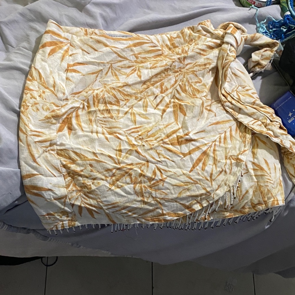 Tropical Leaf Print Mini Skirt